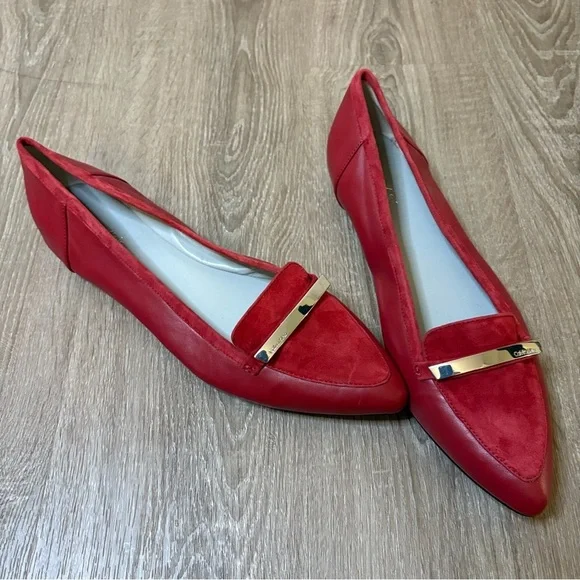CALVIN KLEIN Red Belicia Loafers Flats Sz 9 Shoes Preppy Classic Ruby Slippers​​ - Picture 5 of 10